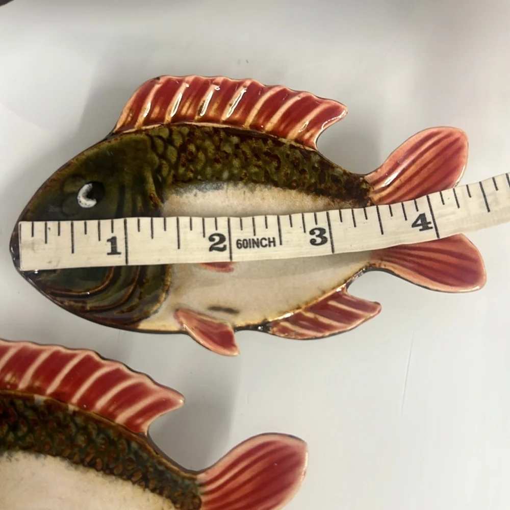 Pier One Hand Painted Porcelain Fish Appetizer Platter Plate Dish set